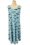 Cotton Lani Long Pocket Tank Dress in Tidepool Finny Print FY716
