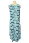 Cotton Lani Long Pocket Tank Dress in Tidepool Finny Print FY716