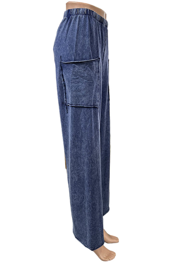 Cotton Lani Mineral Wash Long Pocket Pant in Indigo ST412-M