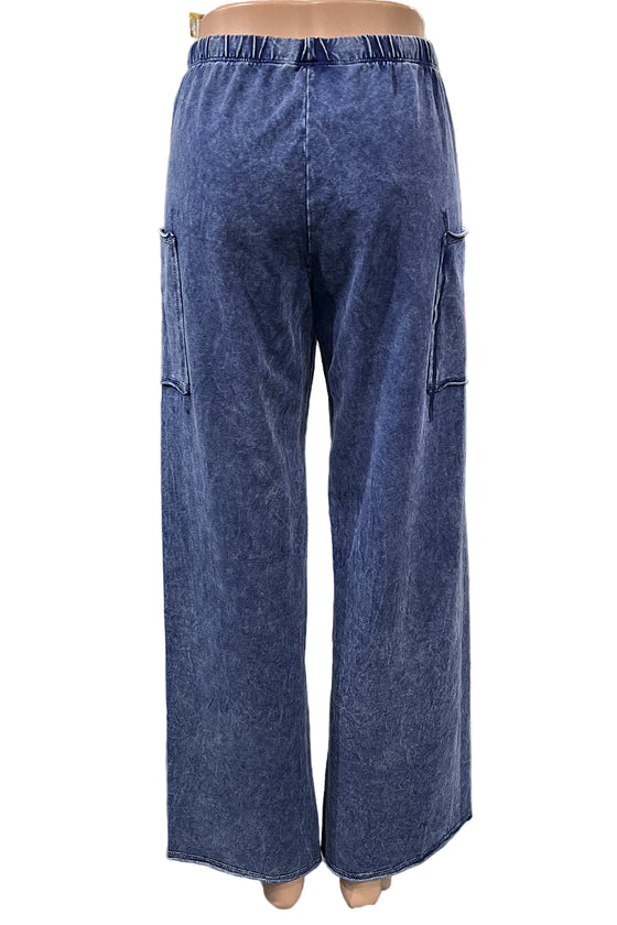Cotton Lani Mineral Wash Long Pocket Pant in Indigo ST412-M