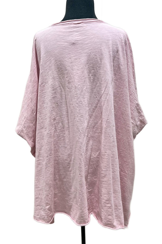 Cotton Lani One Size Elbow Sleeve V Tunic in Lullaby Style J715