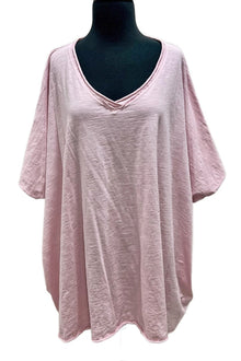  Cotton Lani One Size Elbow Sleeve V Tunic in Lullaby Style J715