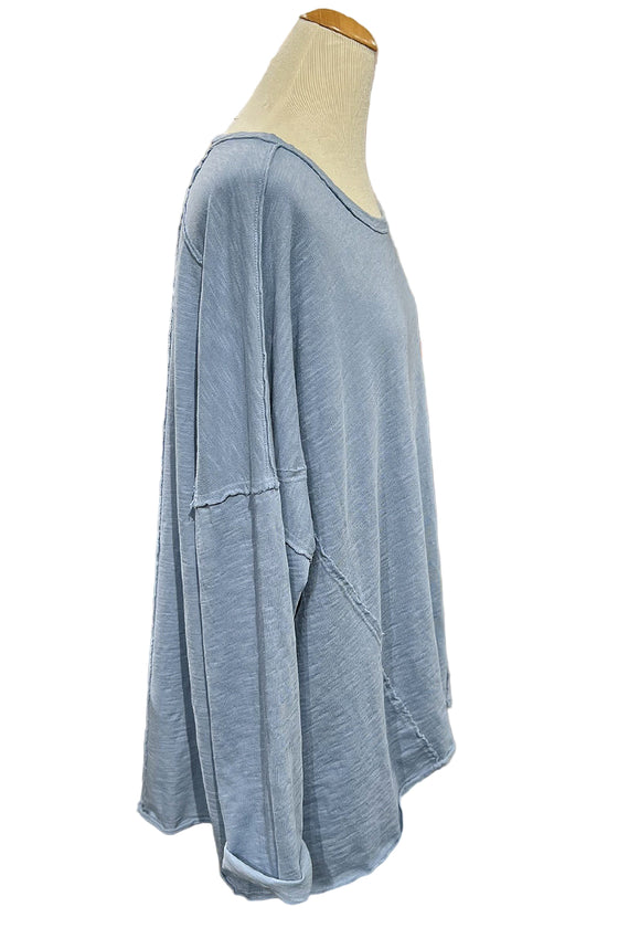 Cotton Lani One Size Jersey Slub Boxy Tunic in Lake JS352