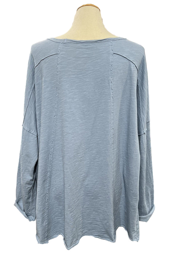 Cotton Lani One Size Jersey Slub Boxy Tunic in Lake JS352
