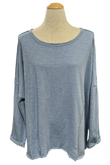  Cotton Lani One Size Jersey Slub Boxy Tunic in Lake JS352
