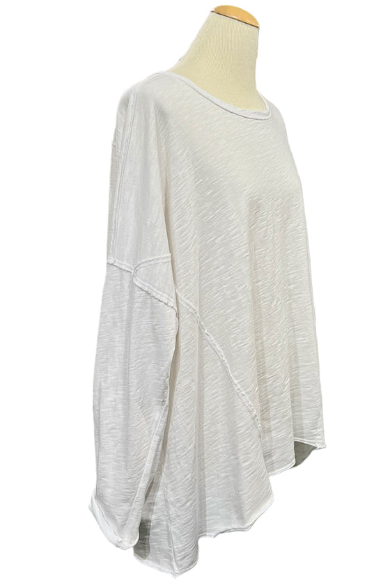 Cotton Lani One Size Jersey Slub Boxy Tunic in White JS352