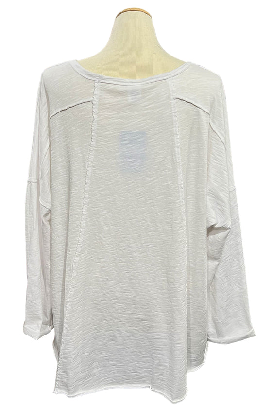 Cotton Lani One Size Jersey Slub Boxy Tunic in White JS352