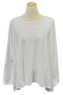  Cotton Lani One Size Jersey Slub Boxy Tunic in White JS352