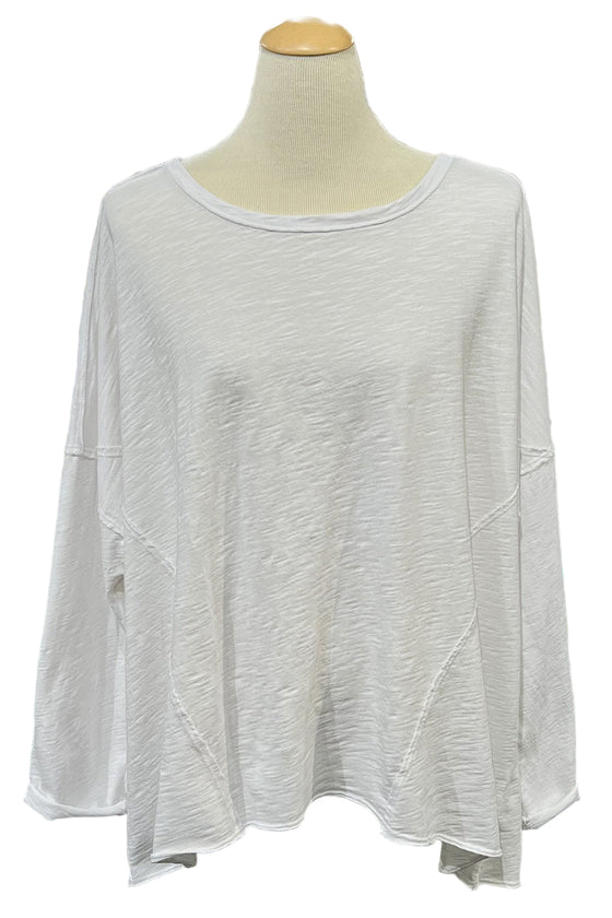 Cotton Lani One Size Jersey Slub Boxy Tunic in White JS352