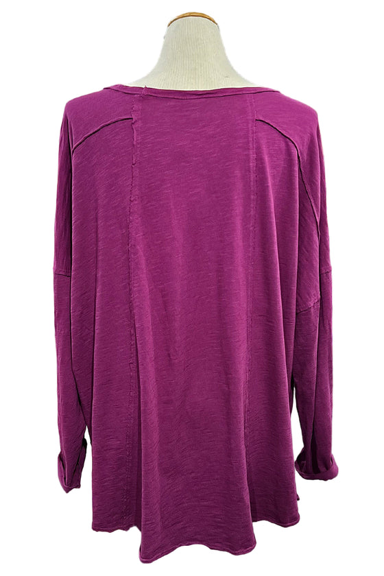 Cotton Lani One Size Jersey Slub Boxy Tunic in Wine JS352