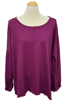  Cotton Lani One Size Jersey Slub Boxy Tunic in Wine JS352