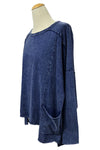 Cotton Lani One Size Mineral Wash Boxy Top in Indigo J338-M