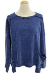 Cotton Lani One Size Mineral Wash Boxy Top in Indigo J338-M