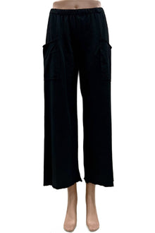  Cotton Lani Patch Pocket Crop Pant in Black Style ST410