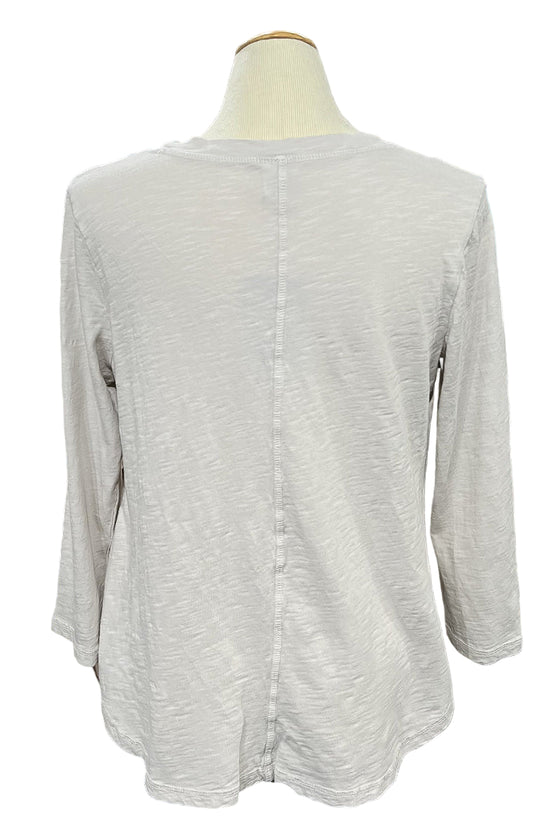 Cotton Lani Scoop Neck 3/4 Sleeve Flared Top in Cream JS327