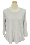 Cotton Lani Scoop Neck 3/4 Sleeve Flared Top in Cream JS327