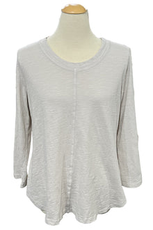  Cotton Lani Scoop Neck 3/4 Sleeve Flared Top in Cream JS327
