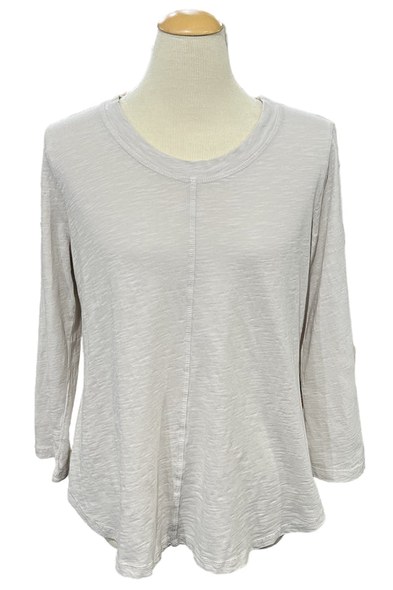 Cotton Lani Scoop Neck 3/4 Sleeve Flared Top in Cream JS327