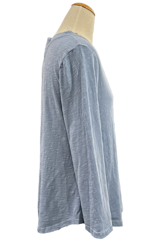 Cotton Lani Scoop Neck 3/4 Sleeve Flared Top in Lake JS327