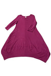 Cotton Lani Scoop Neck 3/4 Sleeve Tulip Dress in Wine JS956
