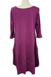 Cotton Lani Scoop Neck 3/4 Sleeve Tulip Dress in Wine JS956