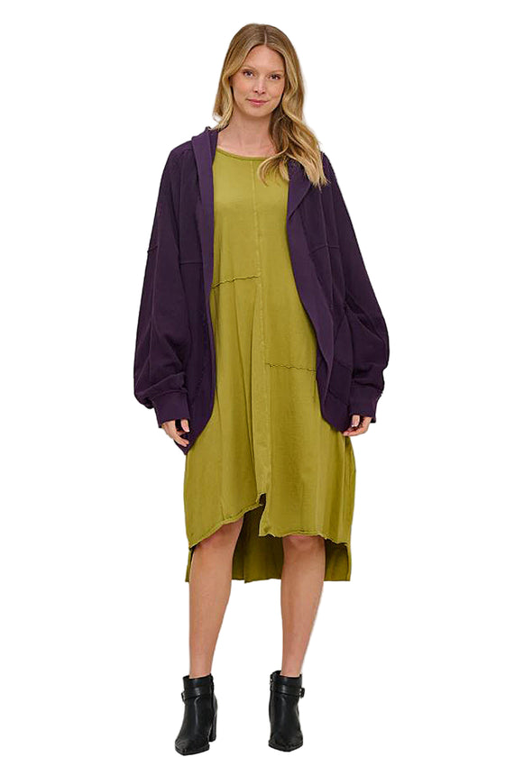Cotton Lani Scoop Neck Asymmetrical Long Dress in Spud J736