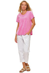 Cotton Lani Scoop Neck Short Sleeve Top in Mineral Wash Pink JS205