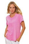 Cotton Lani Scoop Neck Short Sleeve Top in Mineral Wash Pink JS205