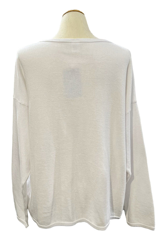 Cotton Lani Scoop Neck Star Patch Sweatshirt in White B635