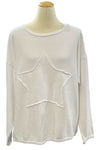 Cotton Lani Scoop Neck Star Patch Sweatshirt in White B635