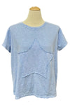Cotton Lani Scoop Neck Star Patch Top in Mineral Wash Sky JS223