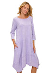 Cotton Lani Scoop Neck Tulip Dress in Mineral Wash Lilac JS956