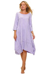 Cotton Lani Scoop Neck Tulip Dress in Mineral Wash Lilac JS956