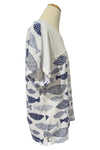Cotton Lani Short Sleeve Drift Top in White Finny Print FY222