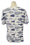Cotton Lani Short Sleeve Drift Top in White Finny Print FY222