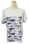 Cotton Lani Short Sleeve Drift Top in White Finny Print FY222