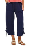 Cotton Lani Side Ruched Pocket Crop Pants in Navy JS818
