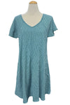 Cut Loose Crinkle Check V-Neck Swing Dress in Riviera