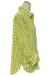 Cut Loose Linen Stripe Crop Easy Shirt in Sunburst/Blue Stripe