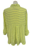 Cut Loose Linen Stripe Crop Easy Shirt in Sunburst/Blue Stripe
