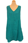 Cut Loose Linen Stripe Patch Dress in Atlantis/Blue Stripe