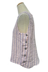Cut Loose Linen Stripe Side Button Shell in Pink Salt/Blue Stripe