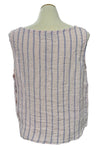 Cut Loose Linen Stripe Side Button Shell in Pink Salt/Blue Stripe