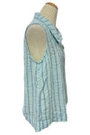 Cut Loose Linen Stripe Sleeveless Shirt in Fountain/Blue Stripe