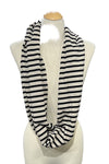 Cut Loose One Size Cowl Scarf in Moonbeam with Black Stripe