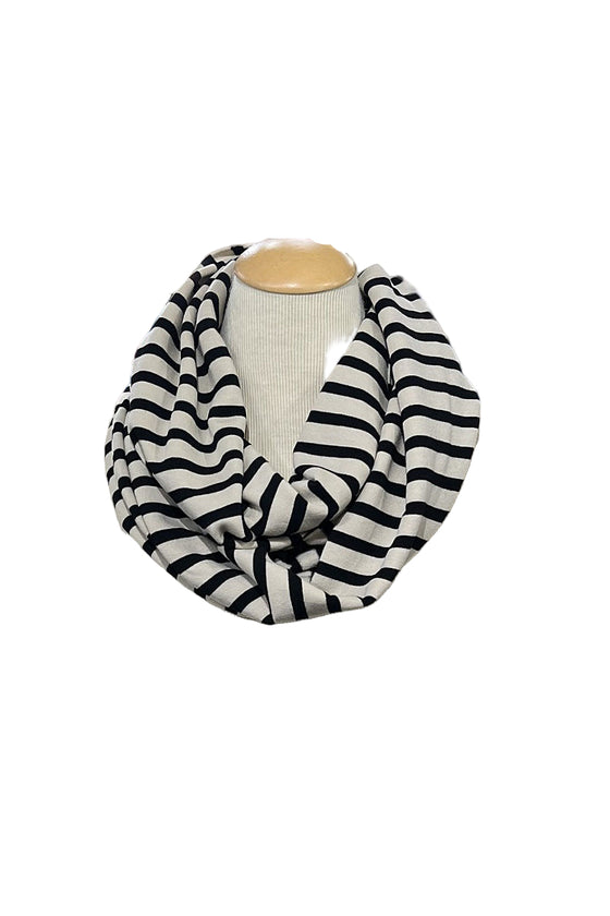 Cut Loose One Size Cowl Scarf in Moonbeam with Black Stripe