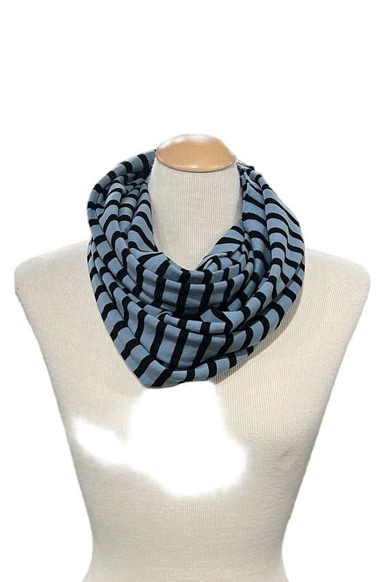 Cut Loose One Size Cowl Scarf in Tidal with Black Stripe