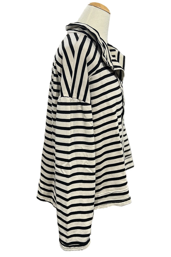 Cut Loose Oversized Crop Top in Moonbeam with Black Stripes