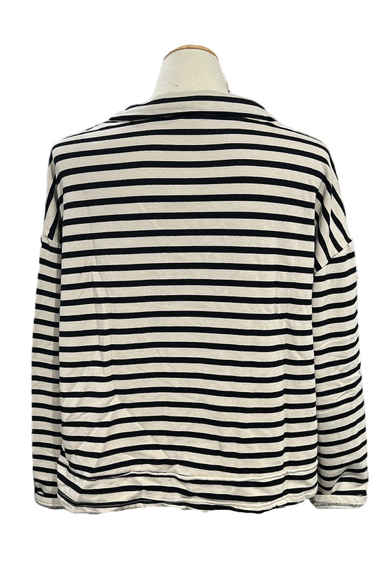 Cut Loose Oversized Crop Top in Moonbeam with Black Stripes