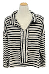 Cut Loose Oversized Crop Top in Moonbeam with Black Stripes